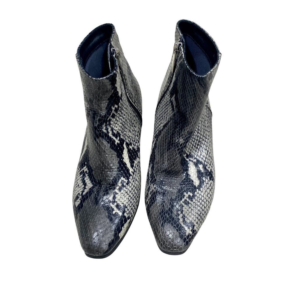 Aquatalia Gray Snake Skin Ankle Boots Embossed Leather Booties Size 6.5